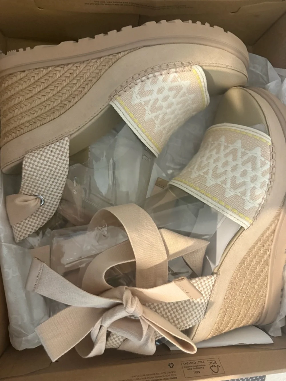 UGG Neutral Lace-Up Espadrille Wedge Sandals Size 11 NEW